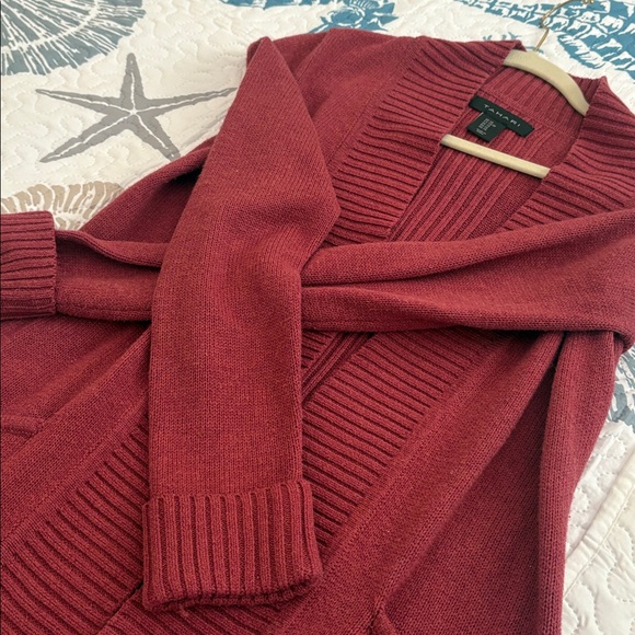 Tahari Deep Red Ribbed Cardigan - Picture 3 of 3